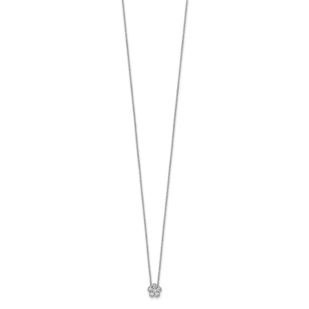 True Origin 14k White Gold 1/4 carat Lab Grown Diamond VS DEF 18 inch Floral Pendant Necklace