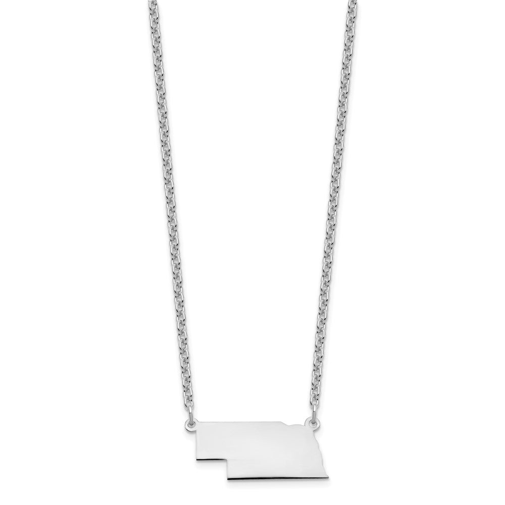 Sterling Silver/Rhodium-plated Nebraska State Necklace