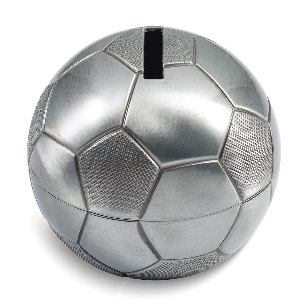 Pewter-tone Soccer Ball Bank