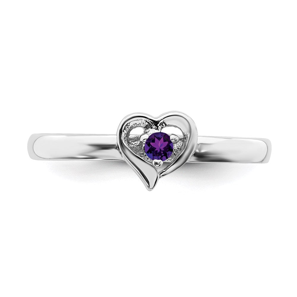 Sterling Silver Stackable Expressions Amethyst Heart Ring Size -7
