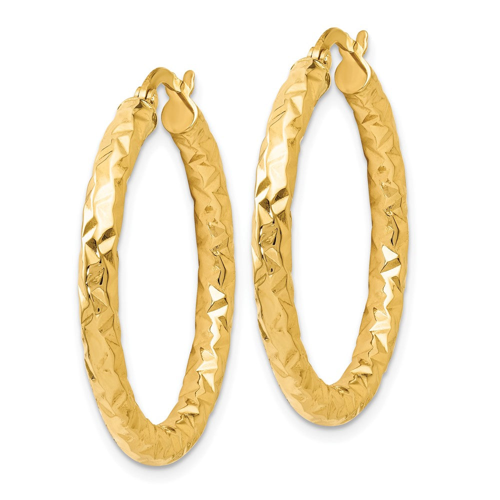 10K ForeverLite Polished and Textured Hoop Earrings