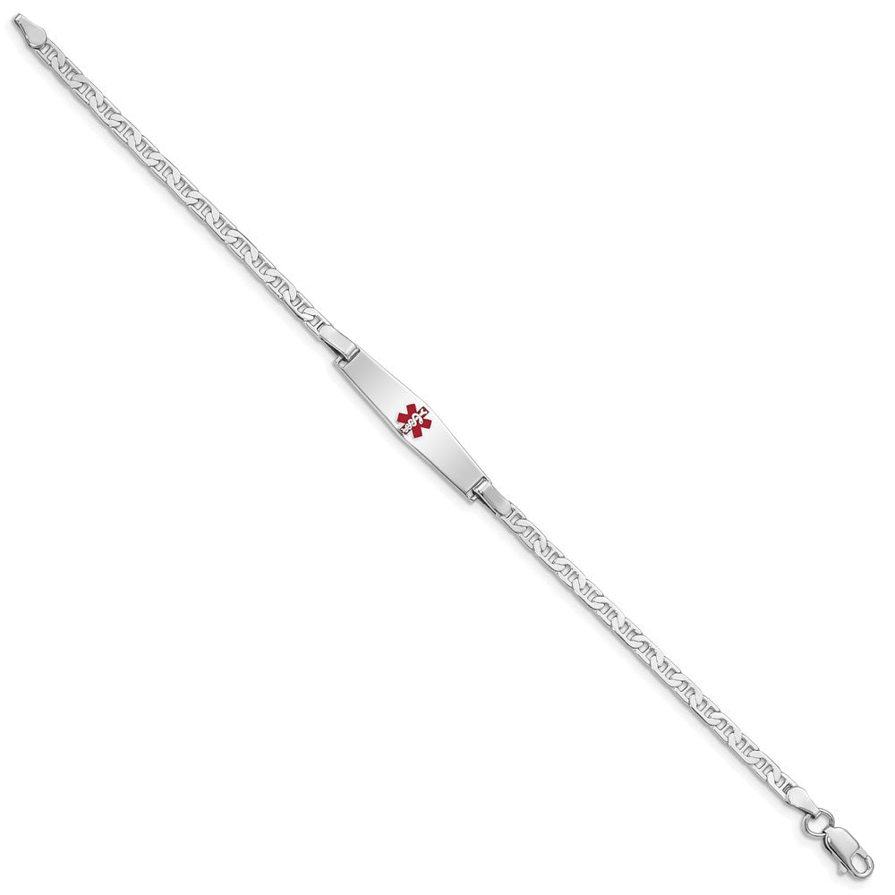 Sterling Silver Rhodium-plated Medical ID Anchor Link Bracelet 8 inches