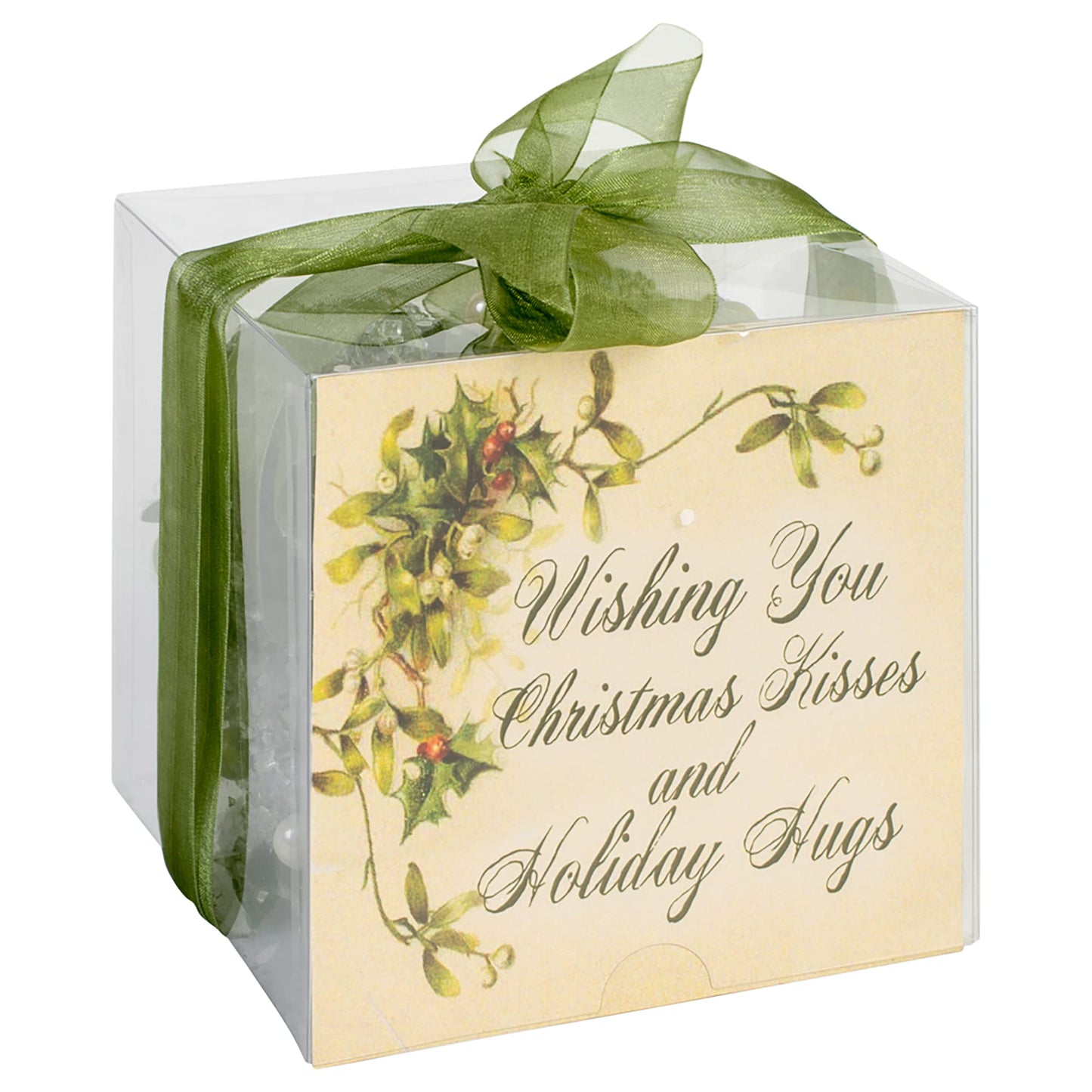 4.75" Green and Ivory Kissing Ball Hanging Ornament