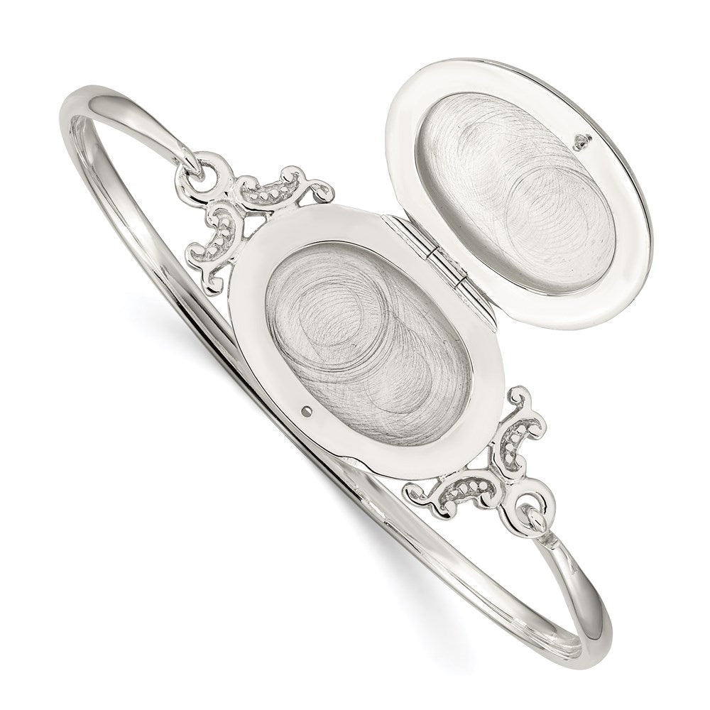 Sterling Silver 26mm Oval Locket Bangle 7 inches