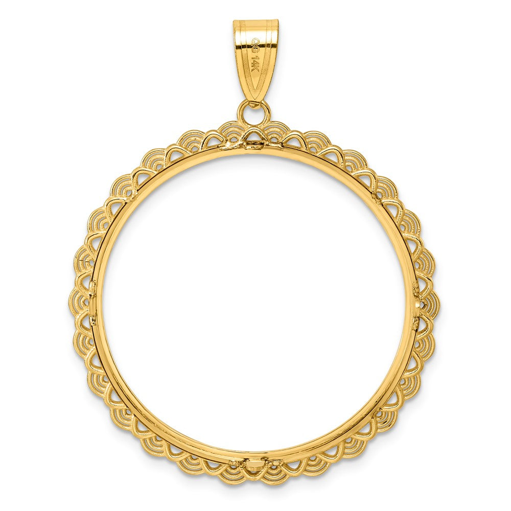 14k Polished Rainbow with 32.0mm Prong Coin Bezel Pendant