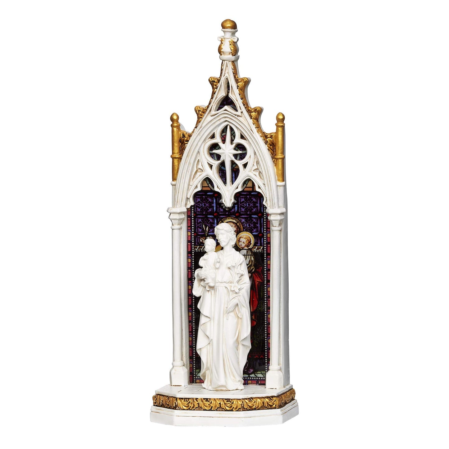 Joseph's Studio by Roman - St. Joseph and Child Holy Family Window LED Figure, Renaissance Collection, 11.75" H, Resin and Stone, Religious Gift, Decoration, Battery Operated