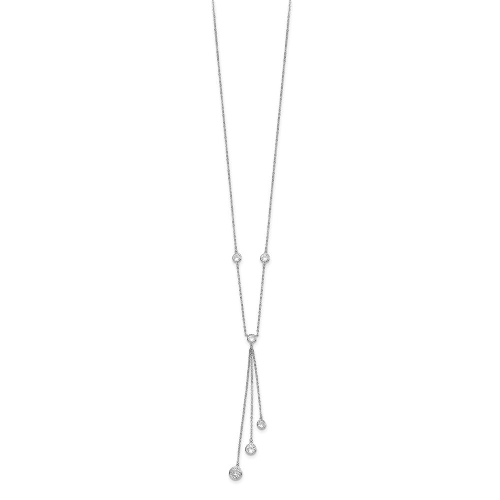 Sterling Silver Rhodium-plated CZ Y-Drop Necklace 18 Inches