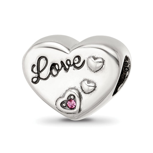 SS Reflections Antiqued Crystals Enamel Heart Bead