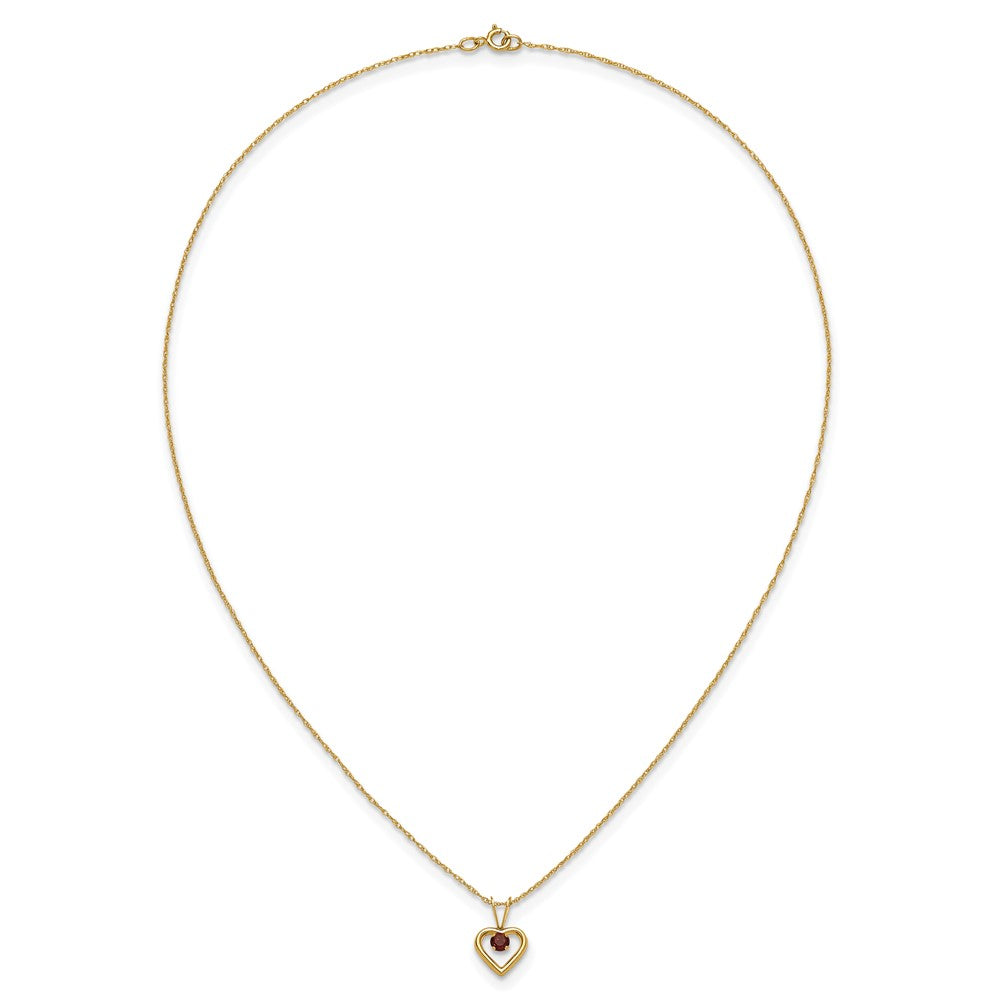 10k Madi K 3mm Garnet Heart Birthstone Necklace