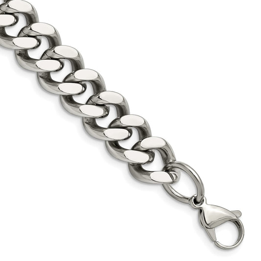 Stainless Steel Polished 13.75mm 8.5in Curb Chain 8.5 inches