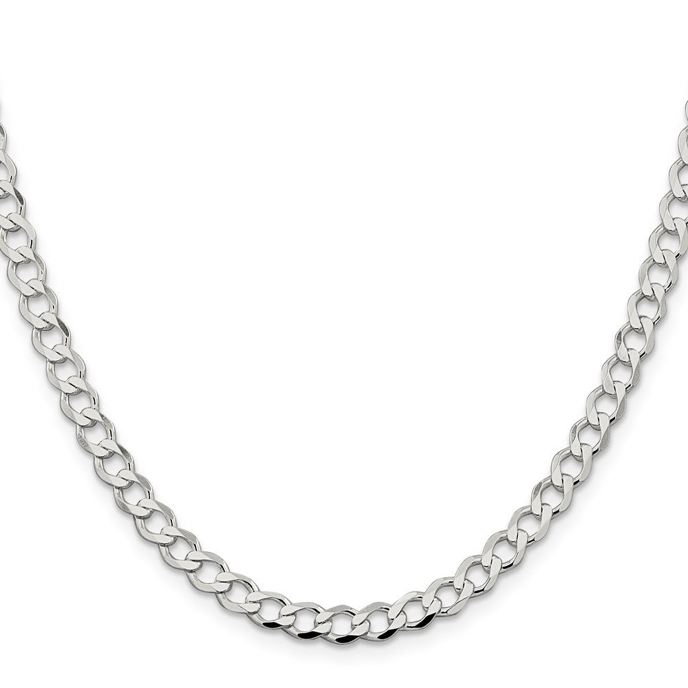 Sterling Silver 5.3mm Semi-solid Flat Curb Chain 18 Inches