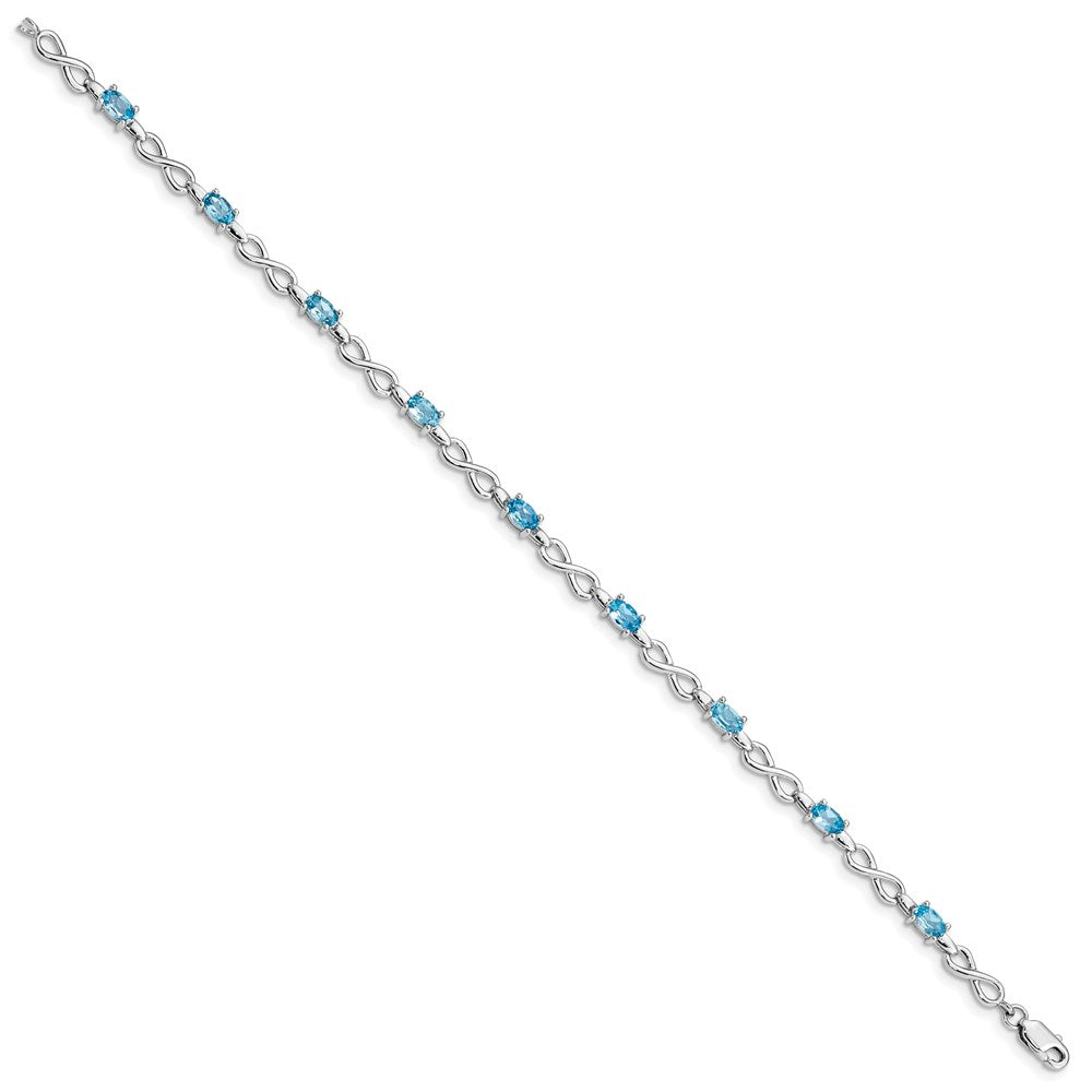 Sterling Silver Rhodium-plated Blue Topaz Bracelet 7.5 inches