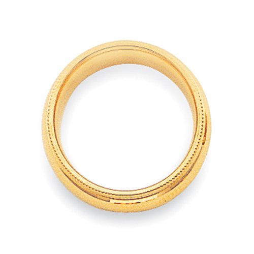 10k Yellow Gold 4mm Milgrain Half Round Comfort Fit Wedding Band Size 8.5