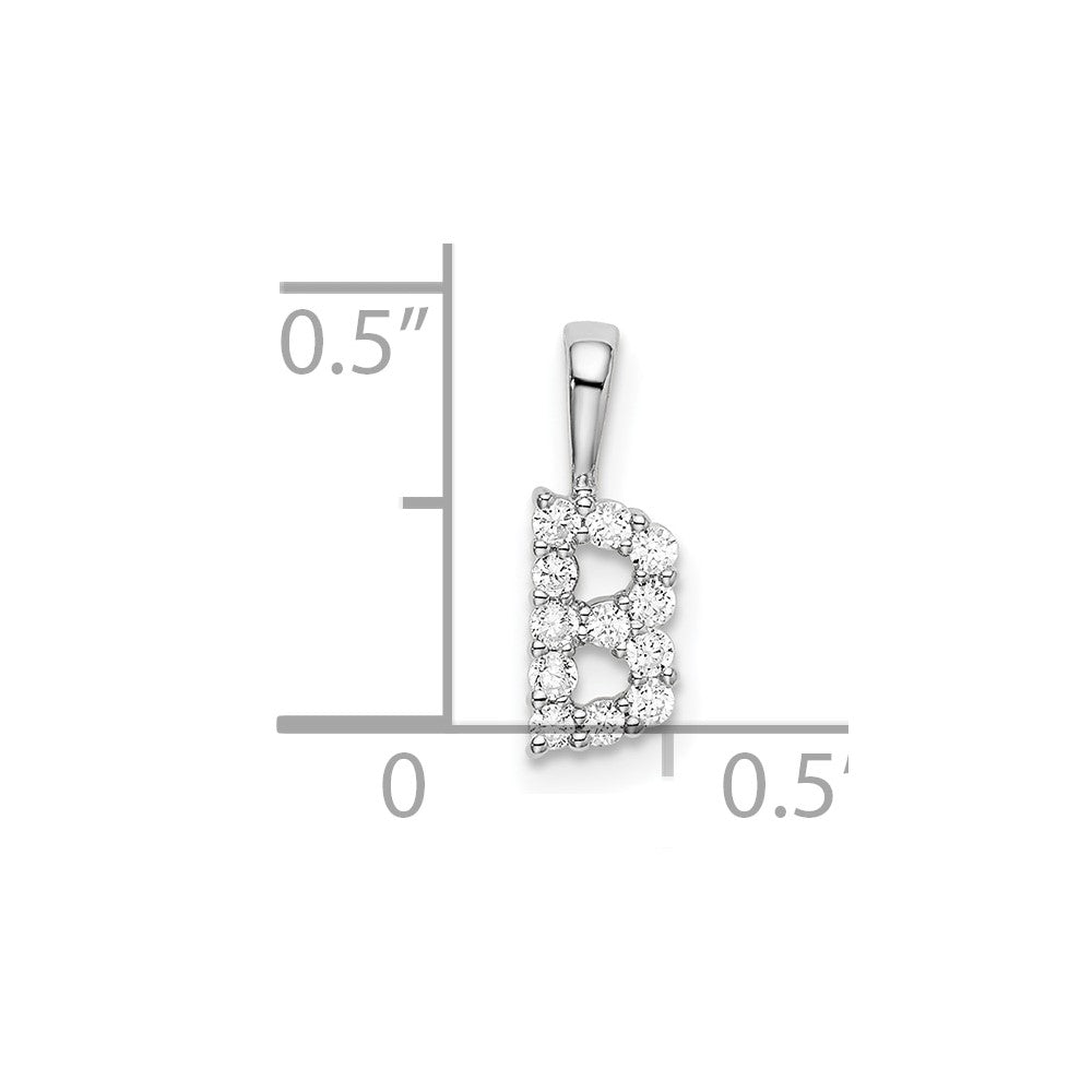 14k White Gold 1/8 carat Lab Grown Diamond VS/SI+ G+ Letter B Intitial Pendant