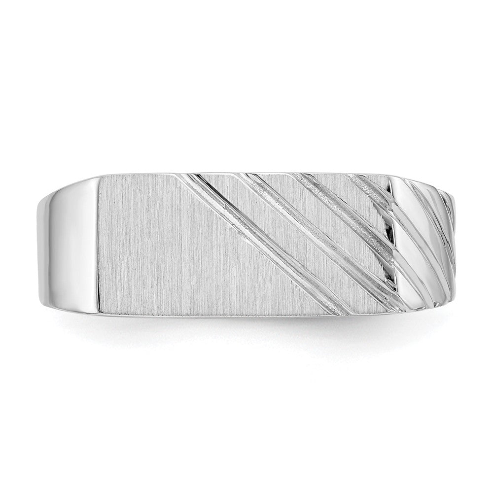 14k White Gold 7.5mm x 16.3mm Open Back Men's Signet Ring Size 11