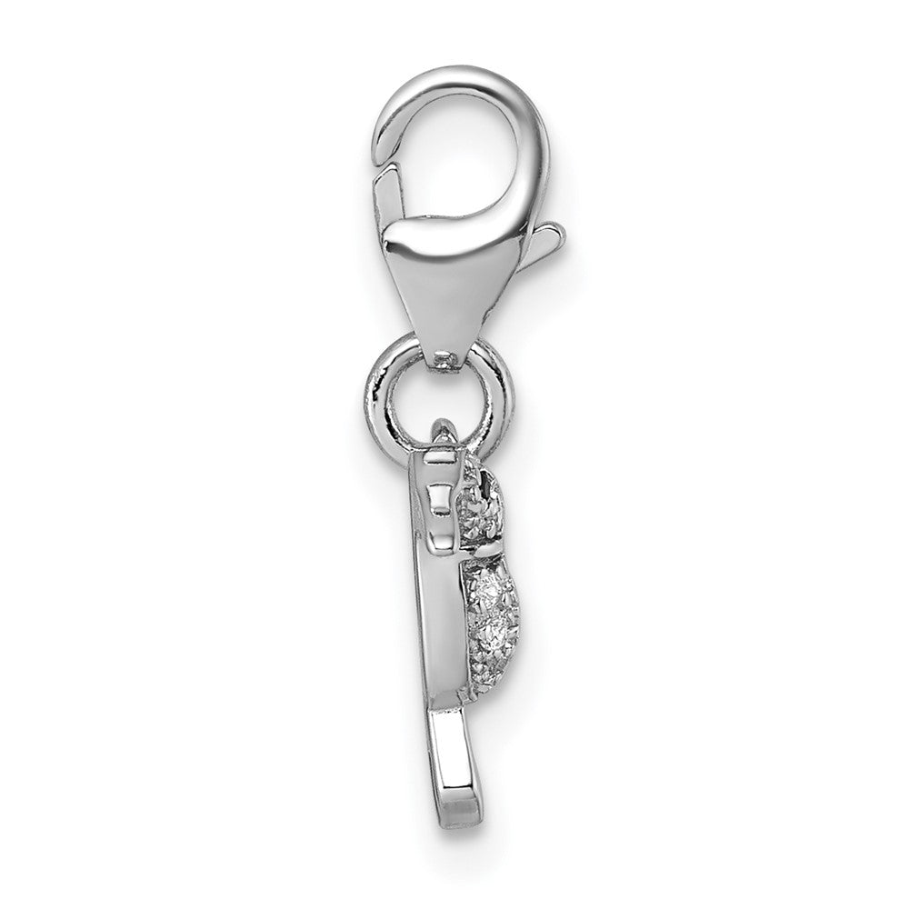 Sterling Silver Amore La Vita Rhodium-plated Blue and Green Enamel with CZ and Black Spinel Hummingbird Charm with Lobster Clasp