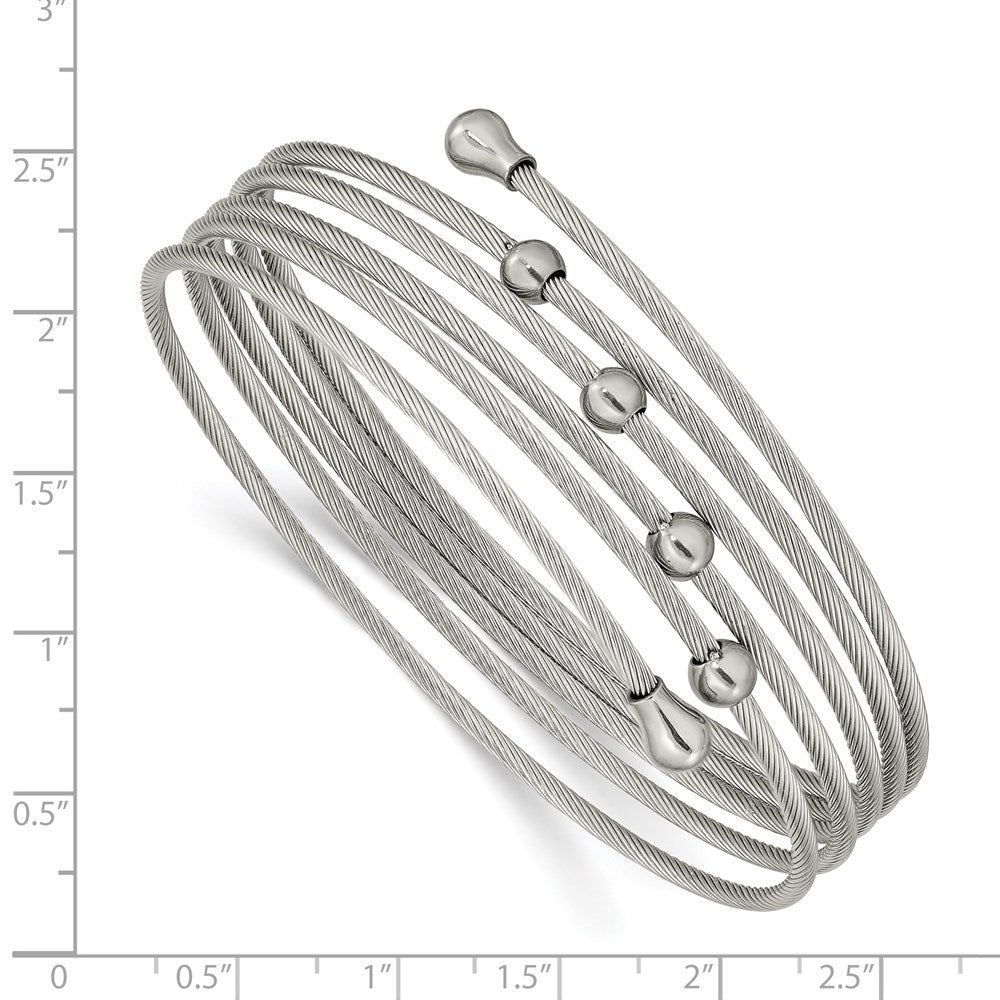 Stainless Steel Polished Flexible Coil Bangle 7.25 inches