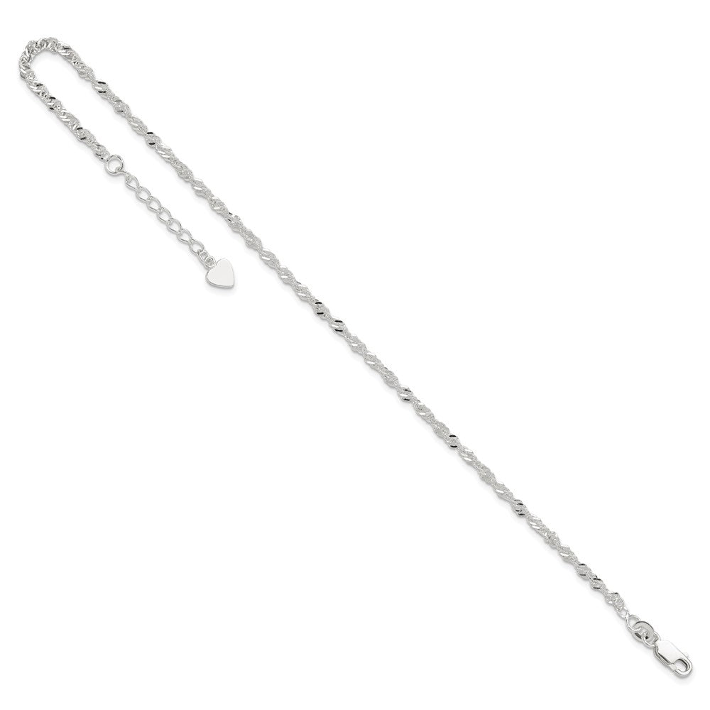 Sterling Silver D/C  Polished 9in Including a 1in Ext. Anklet 9 inches