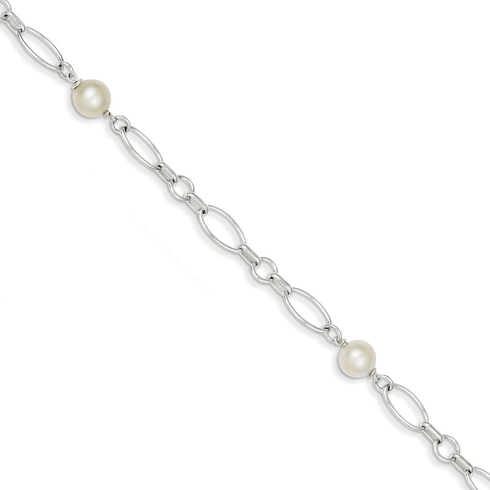 Sterling Silver Polished FW Cultured Pearl Bracelet 7.5 inches