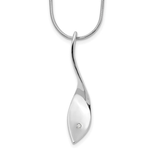 White Ice Sterling Silver Rhodium-plated 18 Inch Diamond Twisted Pendant Necklace with 2 Inch Extender 18 Inches