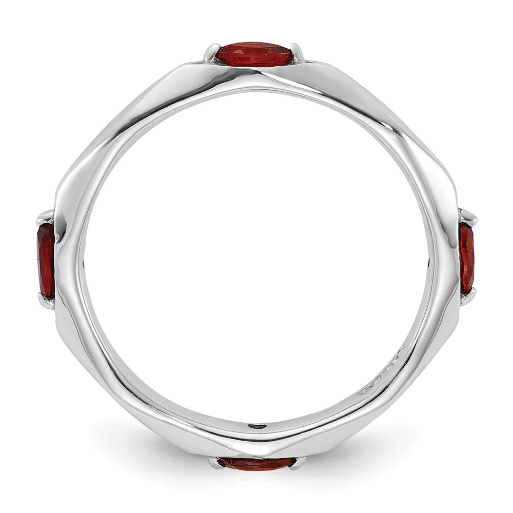 Sterling Silver Stackable Expressions Rhodium-plated Garnet Ring Size -8
