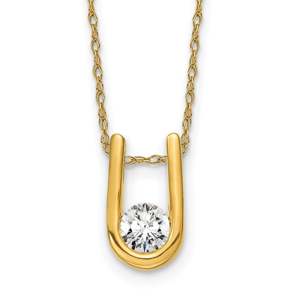 14k 1/3 carat Lab Grown Diamond VS/SI+ G+ 18 inch U-Shape Pendant Necklace