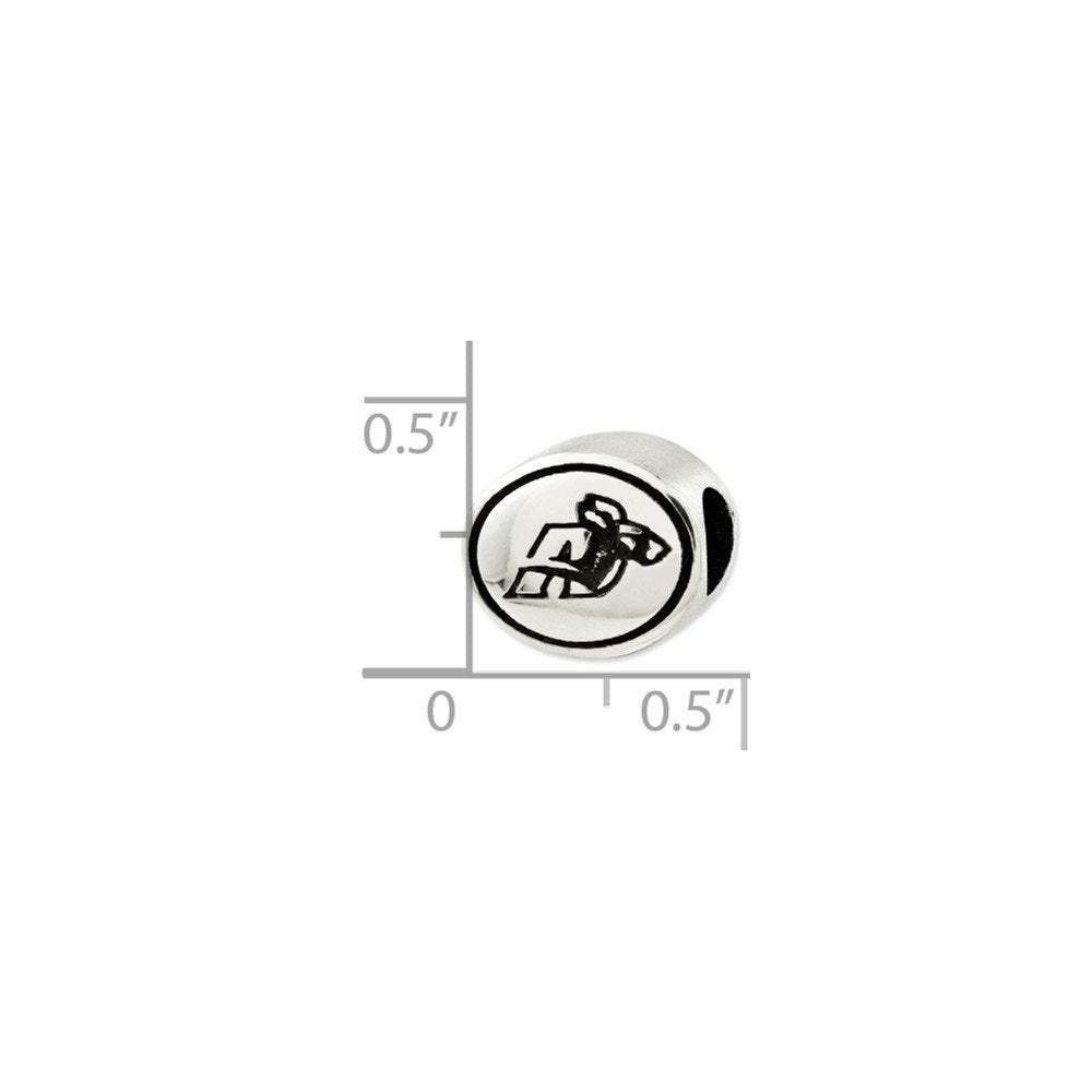 Sterling Silver Antiqued University of Akron Collegiate Bead