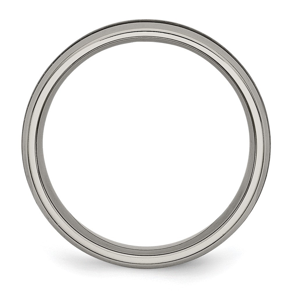 Titanium Polished w/Black Carbon Fiber Inlay 6mm Band Size - 10