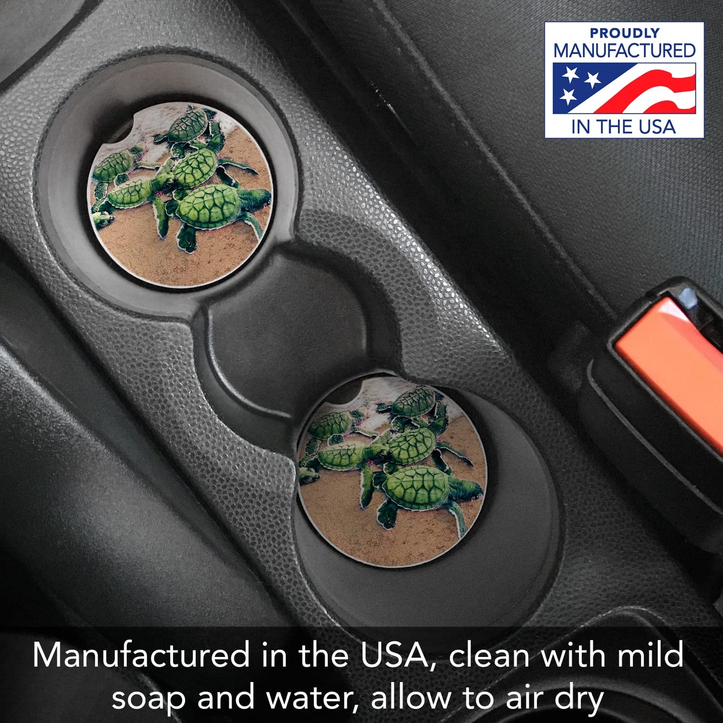 CounterArt "Winter Santa"  1 Pack Absorbent Stone Coaster for Vehicle Cup Holder 2.6” Diameter