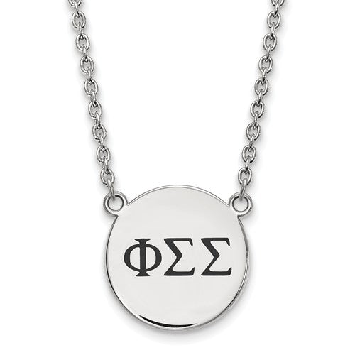 LogoArt Sterling Silver Phi Sigma Sigma Small Enameled Pendant Necklace With 18 Inch