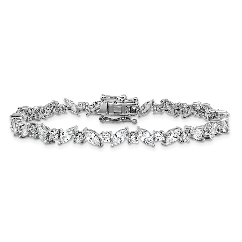Cheryl M Sterling Silver Rhodium-plated Polished Fancy Marquise CZ Bracelet 7.25 inches