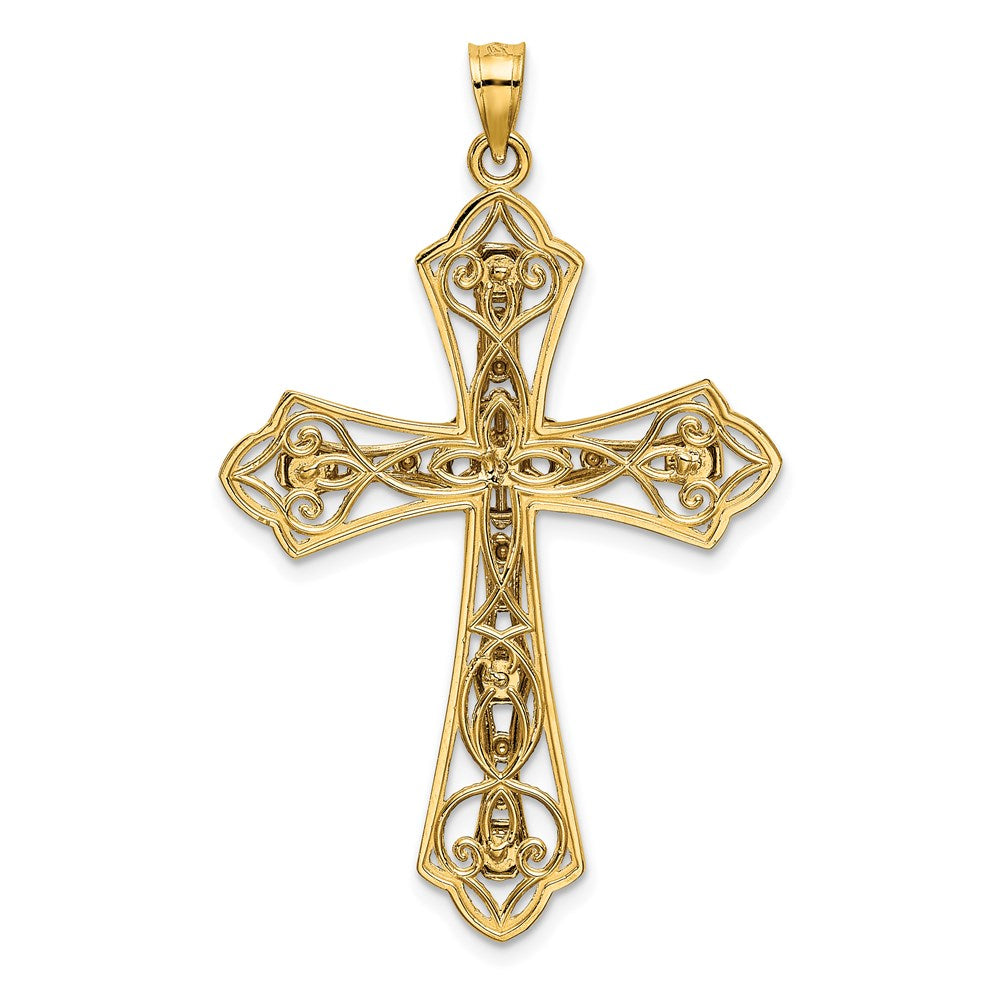 14K Two-Tone and D/C Filigree Cross Charm