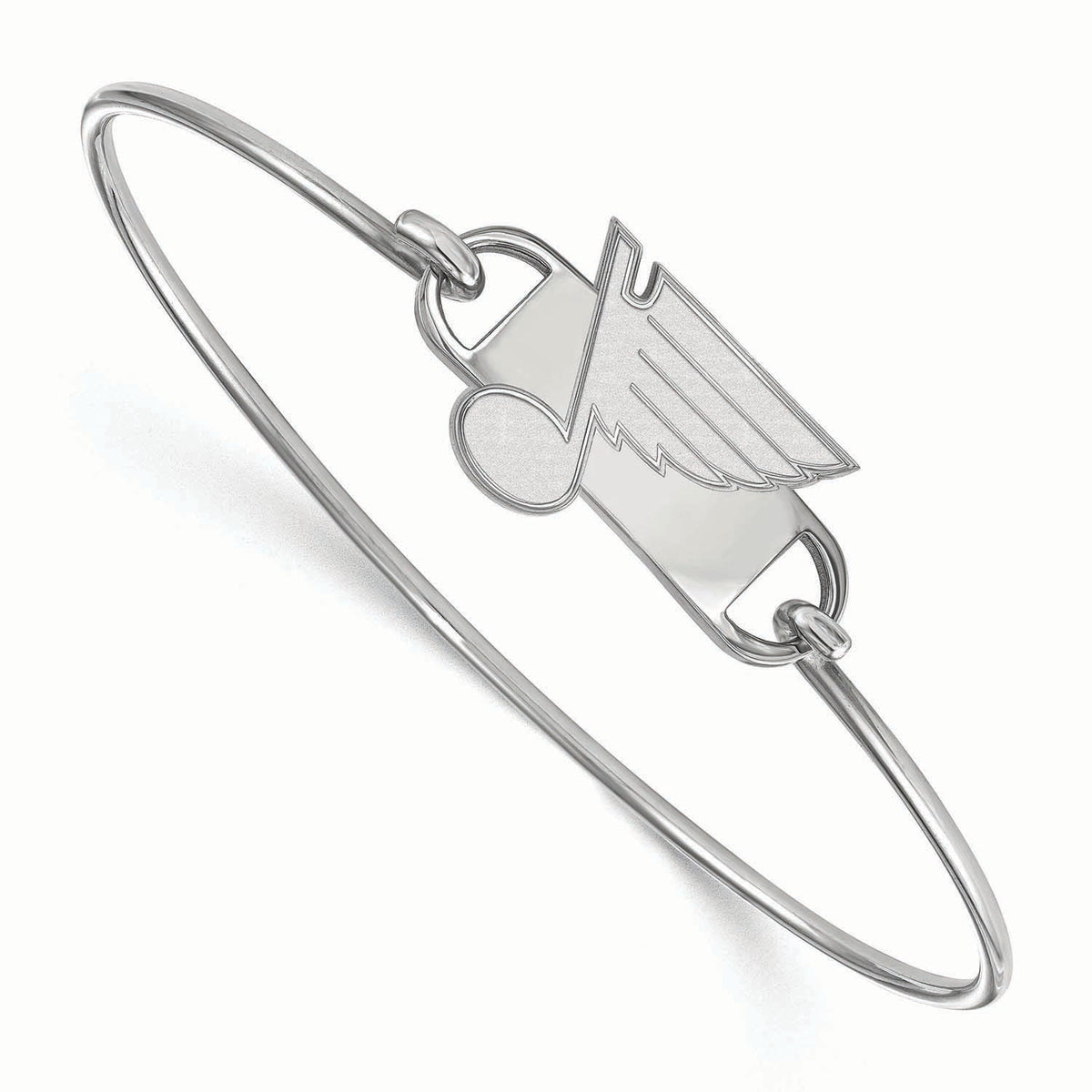 Sterling Silver Rhodium Plated NHL LogoArt St. Louis Blues Wire Bangle
