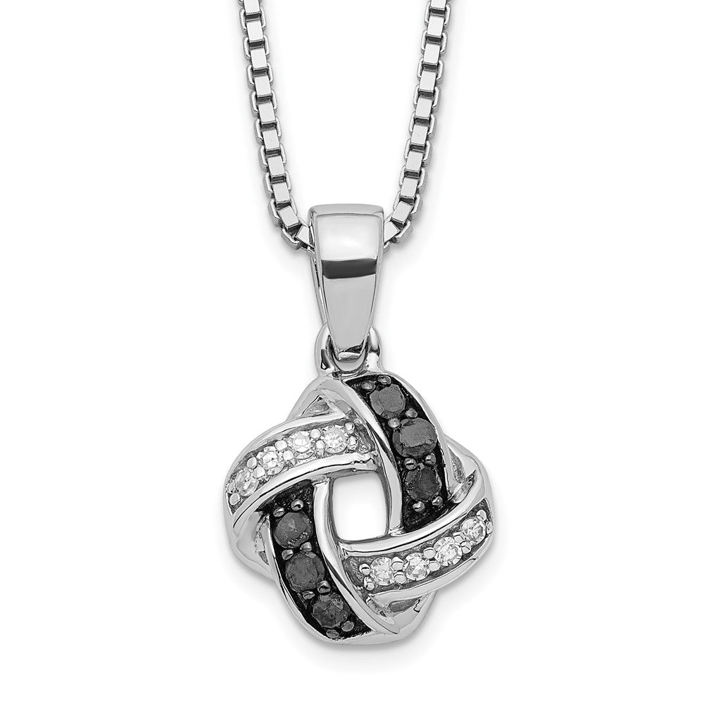White Night Sterling Silver Rhodium-plated Black and White Diamond 18 Inch Necklace with 2 Inch Extender 18 Inches