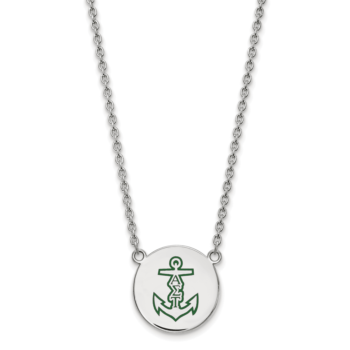 Sterling Silver 18in Official Licensed Greek Sororities Alpha Sigma Tau (???) Small Enamel Pendant w/Necklace