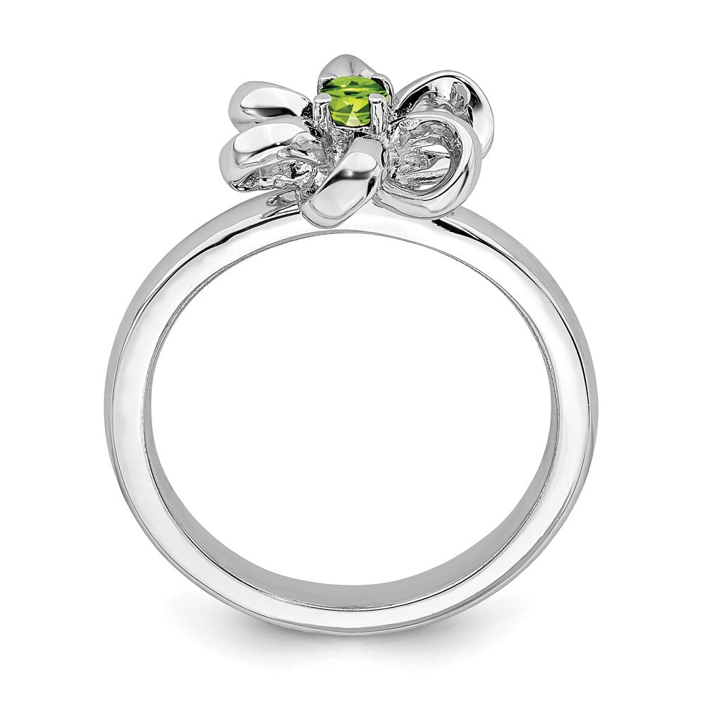 Sterling Silver Stackable Expressions Polished Peridot Flower Ring Size -10