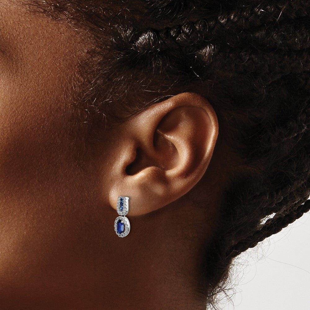 14k White Gold Diamond and Sapphire Post Earrings