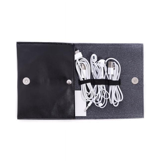 Bey-Berk International BB699B Black Leatherette Travel Charger Case & Accessories Pouch