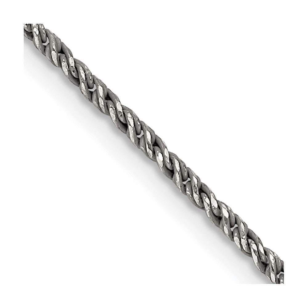 Sterling Silver Ruthenium-plated 1.7mm Twisted Tight Wheat Chain 18 Inches
