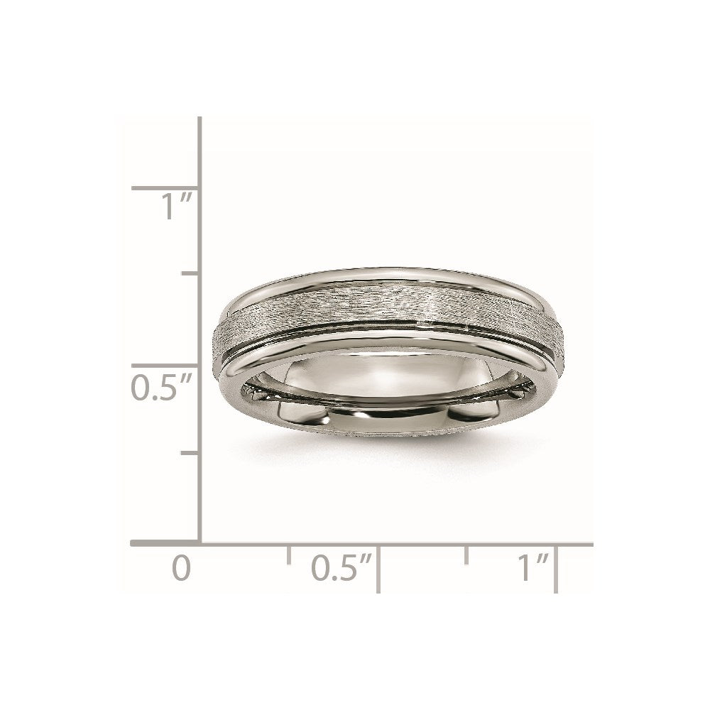 Titanium Brushed and Polished 6mm Grooved Edge Band Size - 13.5