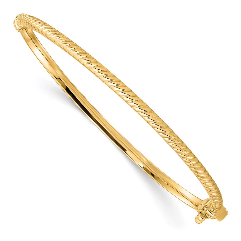 10K Polished Textured Bangle 7  inches