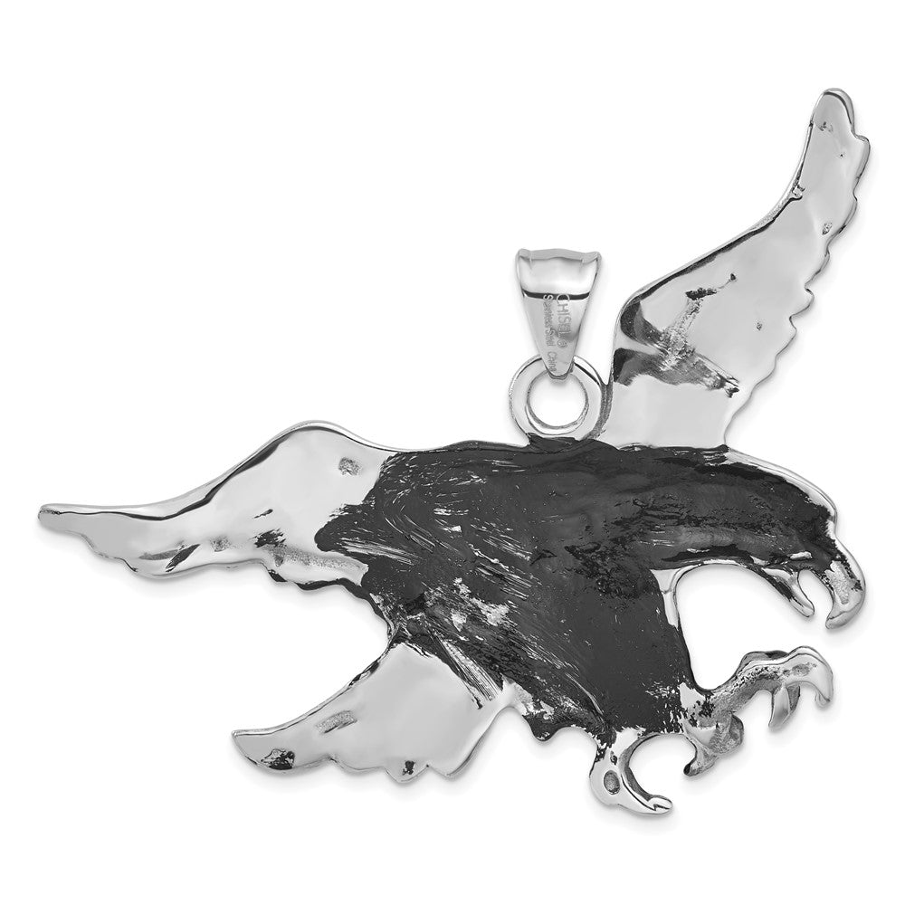 Stainless Steel Polished and Antiqued Eagle Pendant