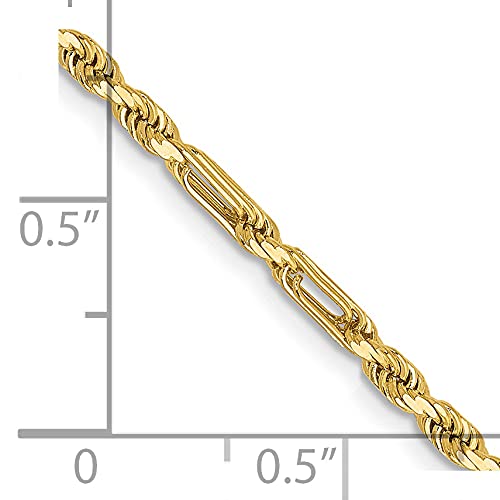 14K 22 inch  2.5mm Diamond-cut Milano Rope with Lobster Clasp Chain