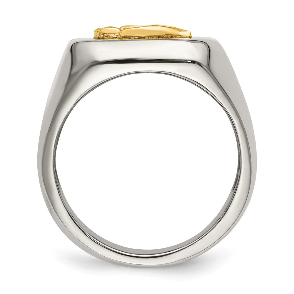Stainless Steel w/14k Accent Polished Praying Hands Ring Size - 11
