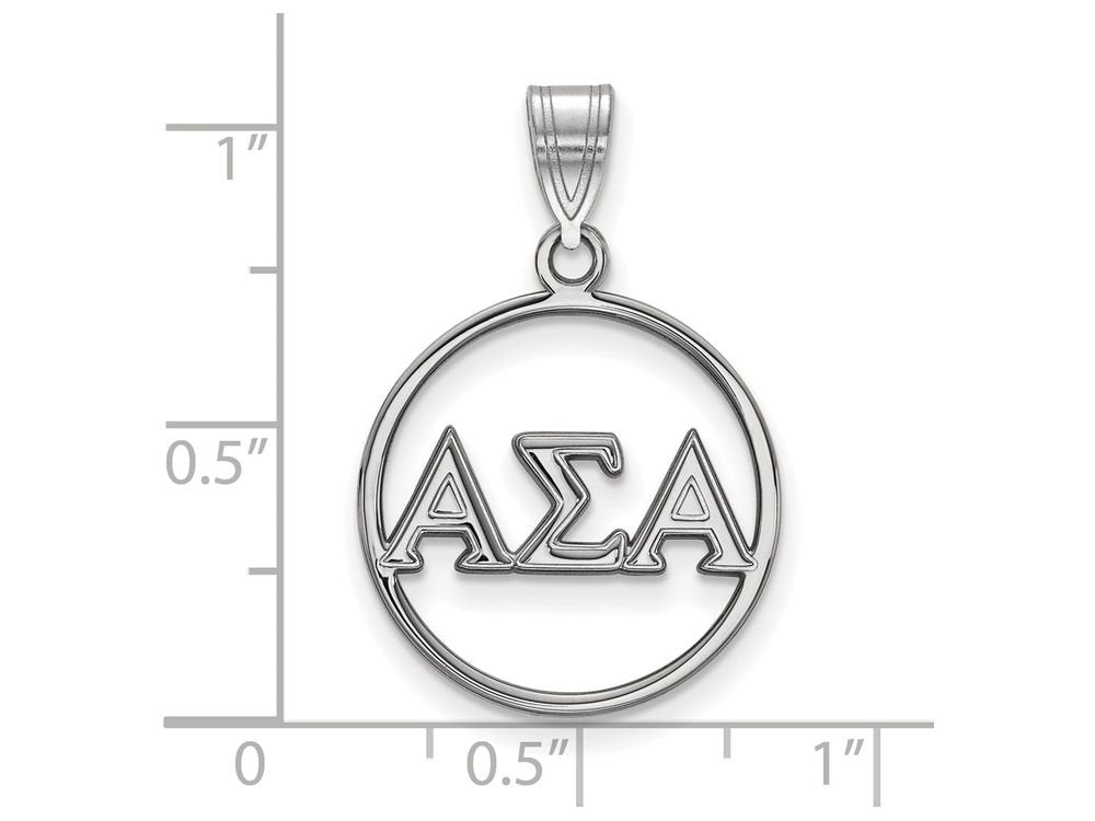 Sterling Silver Official Licensed Greek Sororities Alpha Sigma Alpha (???) Small Circle Pendant
