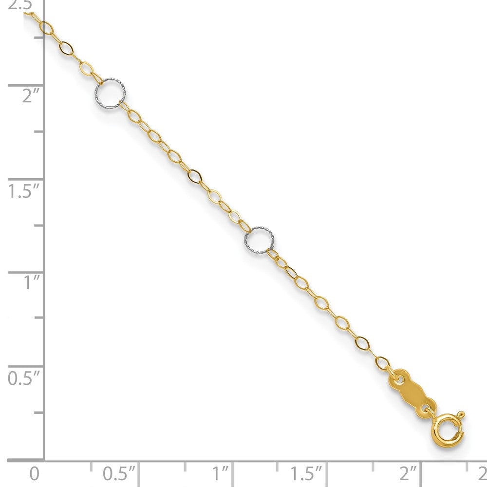 14k Two-Tone Circle 9in Plus 1in ext  Anklet 9 inches