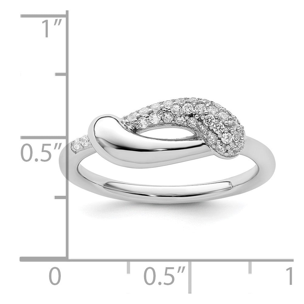 Sterling Silver Rhodium-plated CZ Fancy Ring