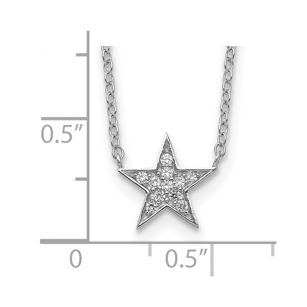 Sterling Silver Rhodium-plated CZ Star Necklace 18 Inches