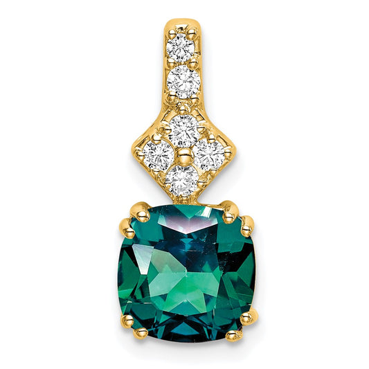 14k 1/5 carat Lab Grown Diamond VS/SI+ G+ and Lab Created Alexandrite Pendant