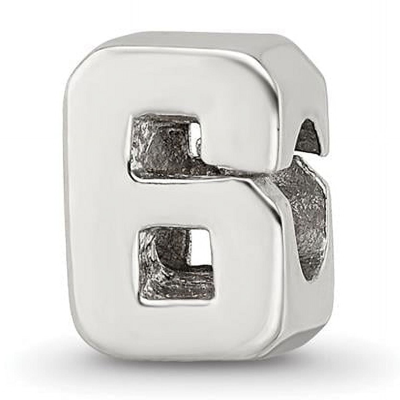 The Black Bow Sterling Silver Block Style, Number 6 Bead Charm